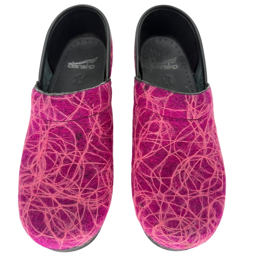 Dansko Professional Pink Felted Wool Webbed Work Clogs Shoes Womens 39 US 8.5-9